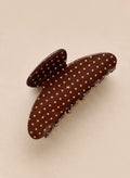 Haarclip bruin met stippen