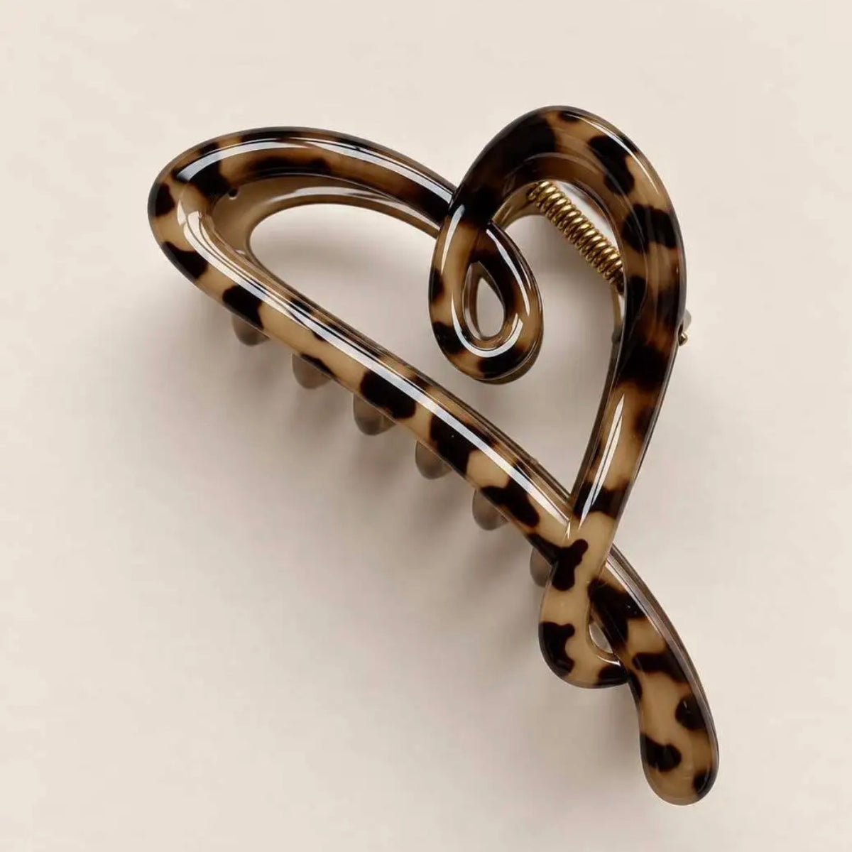 Haarclip hart luipaardprint