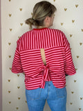 Striped Tie-Back Top – Roze/Rood