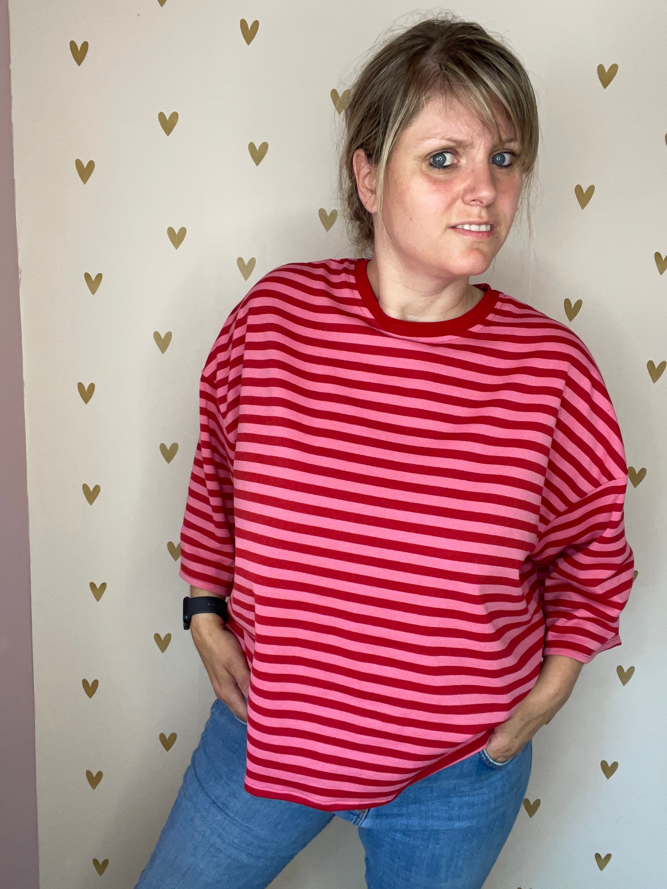 Striped Tie-Back Top – Roze/Rood